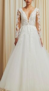 COPY - Long sleeve lace applique wedding gown bridal dress